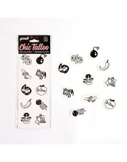 Spicy collection - Tatouages temporaires pack de 10 Spicy collection - Tatouages temporaires pack de 10