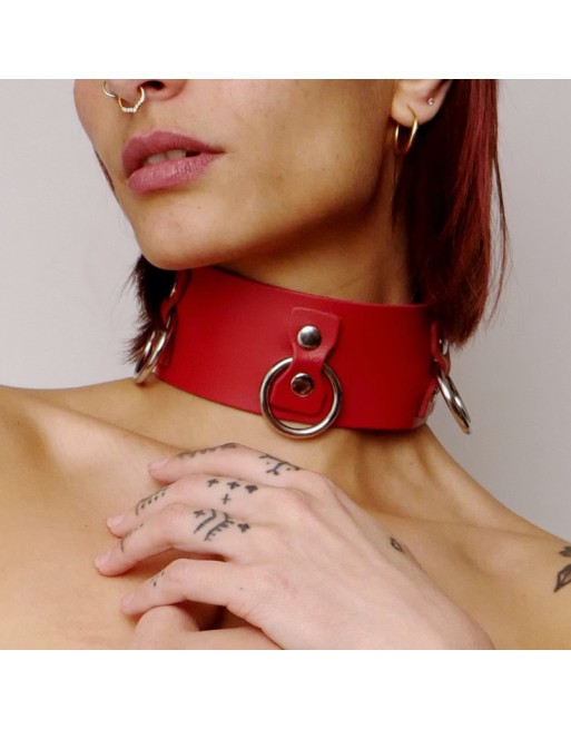 Collier en cuir Collection Anneaux Rouge Collier en cuir Collection Anneaux Rouge