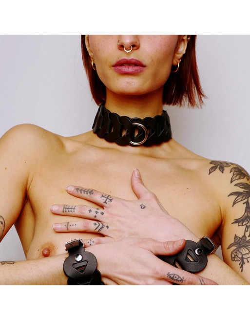 Collier en cuir tressé Noir Collier en cuir tressé Noir
